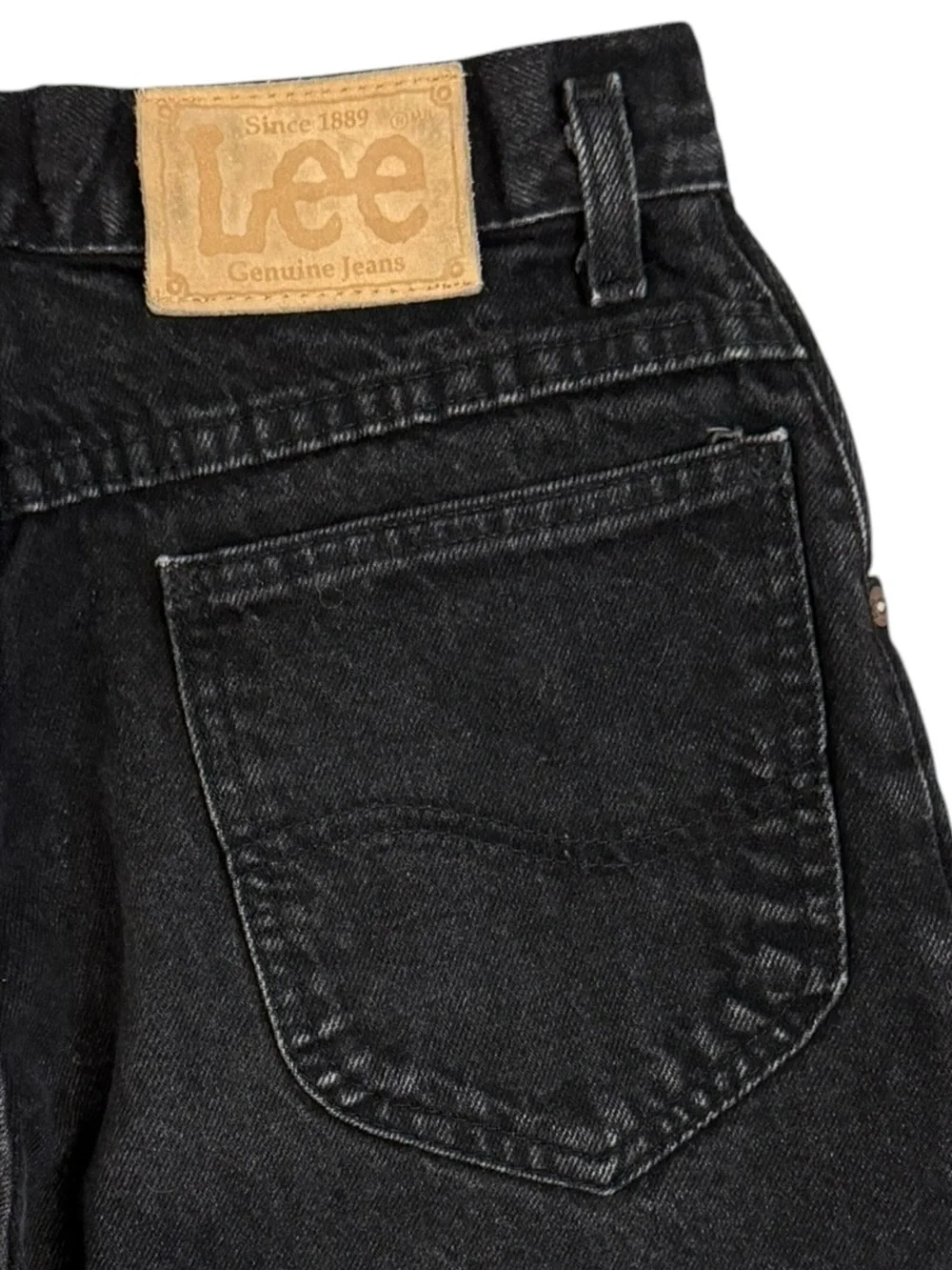 VTG 90s Lee Black Jeans Tapered High Rise USA 30x32 Faded Mens Denim Fits 27x30